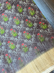 Pure Gicha Tussar Silk - Mauve  Brown Digital Printed