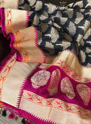 Silk Banarasi - Black Purple Antique Zari