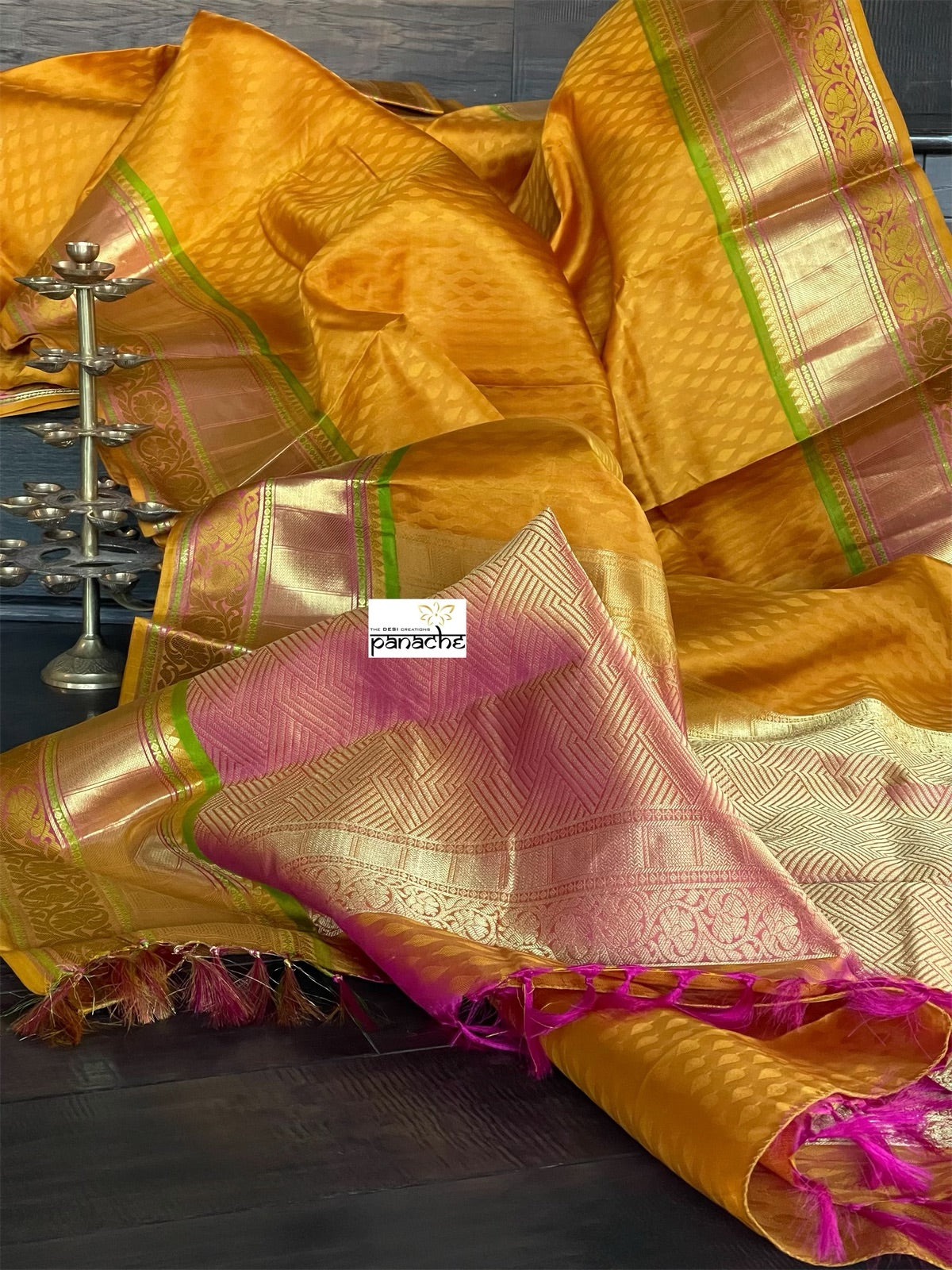 Silk Kanjivaram - Yellow Pink