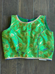 Designer Blouse - Green Blue Meenakari