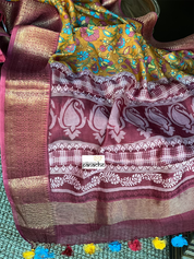 Mulmul Cotton Banarasi - Ochre Orange Multi color