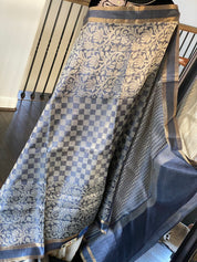 Tussar Silk - Steel Grey Woven