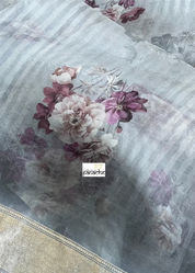 Banarasi Organza Floral - Grey Antique Golden Zari
