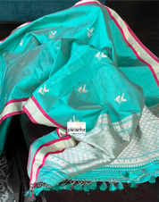 Pure Silk Katan Banarasi- Sea Green Antique Zari