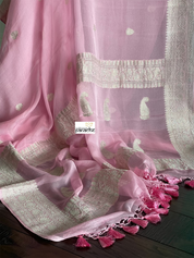 Khaddi Chiffon Banarasi - Light Pink Silver Zari