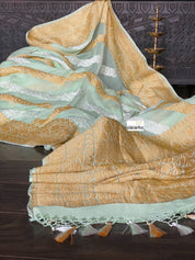 Pure Khaddi Georgette Banarasi - Light Mint Kadwa