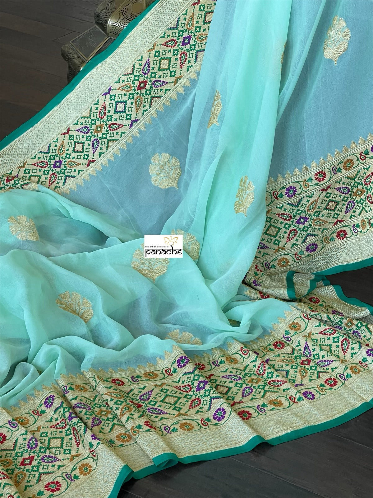 Khaddi Georgette Tilfi Banarasi - Mint Green Khadwa Woven