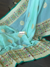Khaddi Georgette Tilfi Banarasi - Mint Green Khadwa Woven