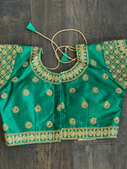 Designer Blouse - Green Golden embroidered
