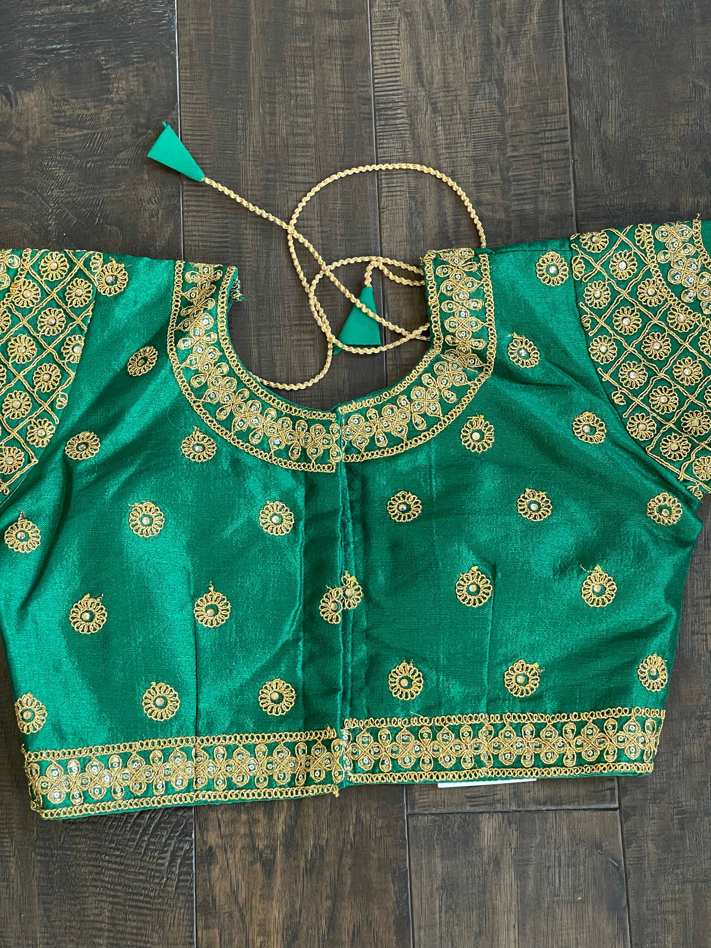 Designer Blouse - Green Golden embroidered