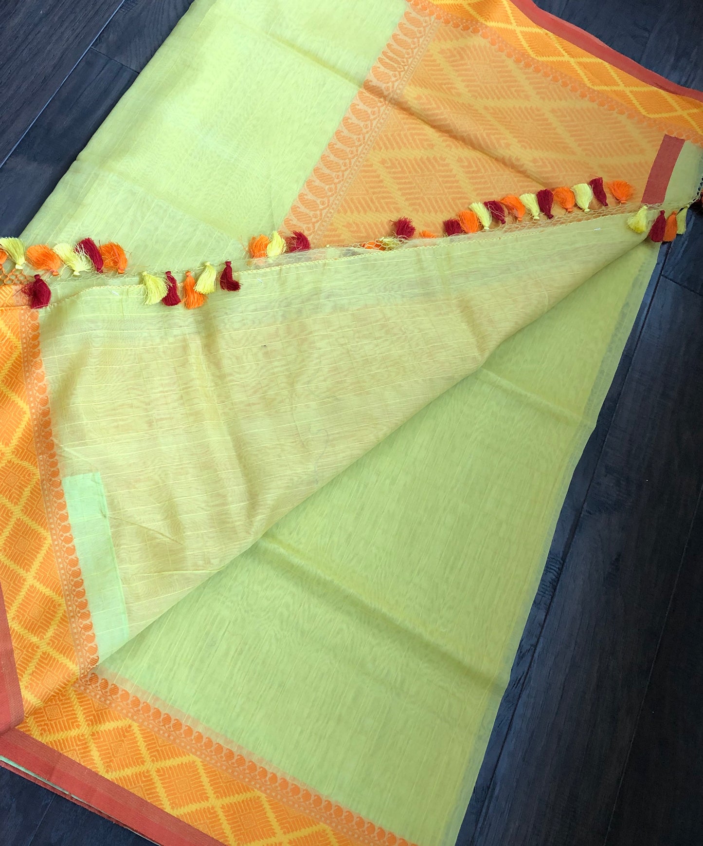 Silk Cotton Banarasi - Lemon Yellow Woven checks