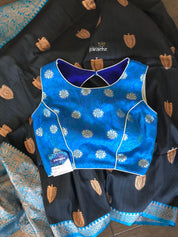 Designer Blouse - Blue Zari Flower Motif
