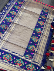 Soft Silk Banarasi - Navy Blue Antique Golden Zari