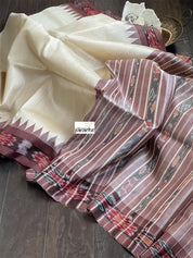 Tussar Silk - Beige Chocolate Brown