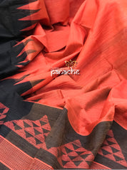 Matka Silk - Rust Black Jaamdani Weave
