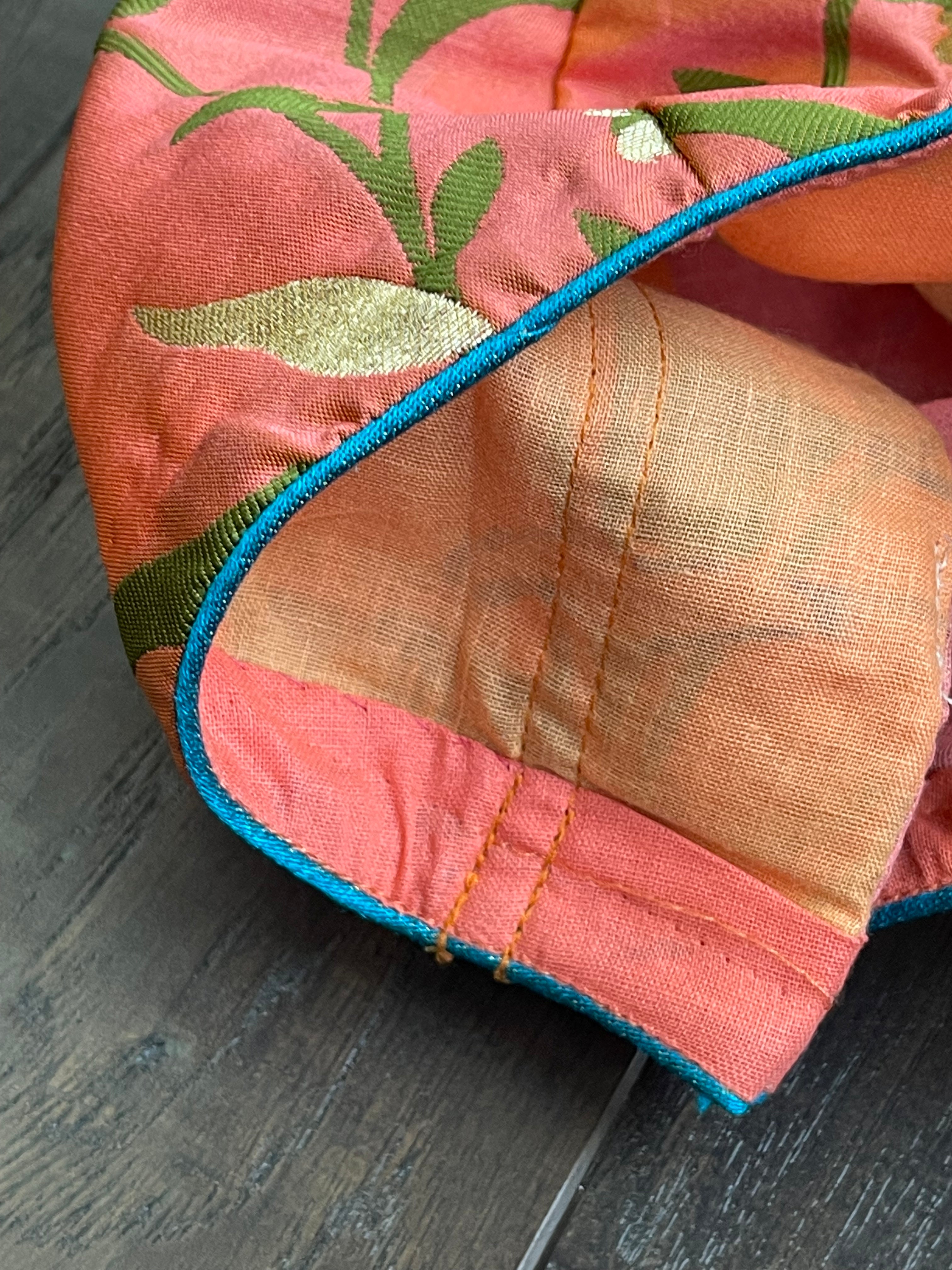 Designer Blouse - Peach Orange Meenakari