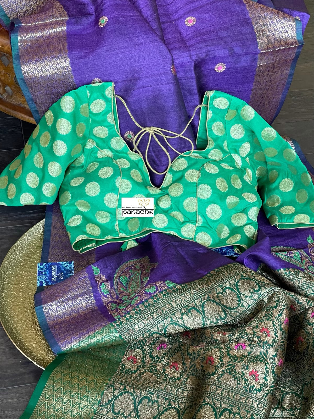 Designer Blouse - Green Zari woven