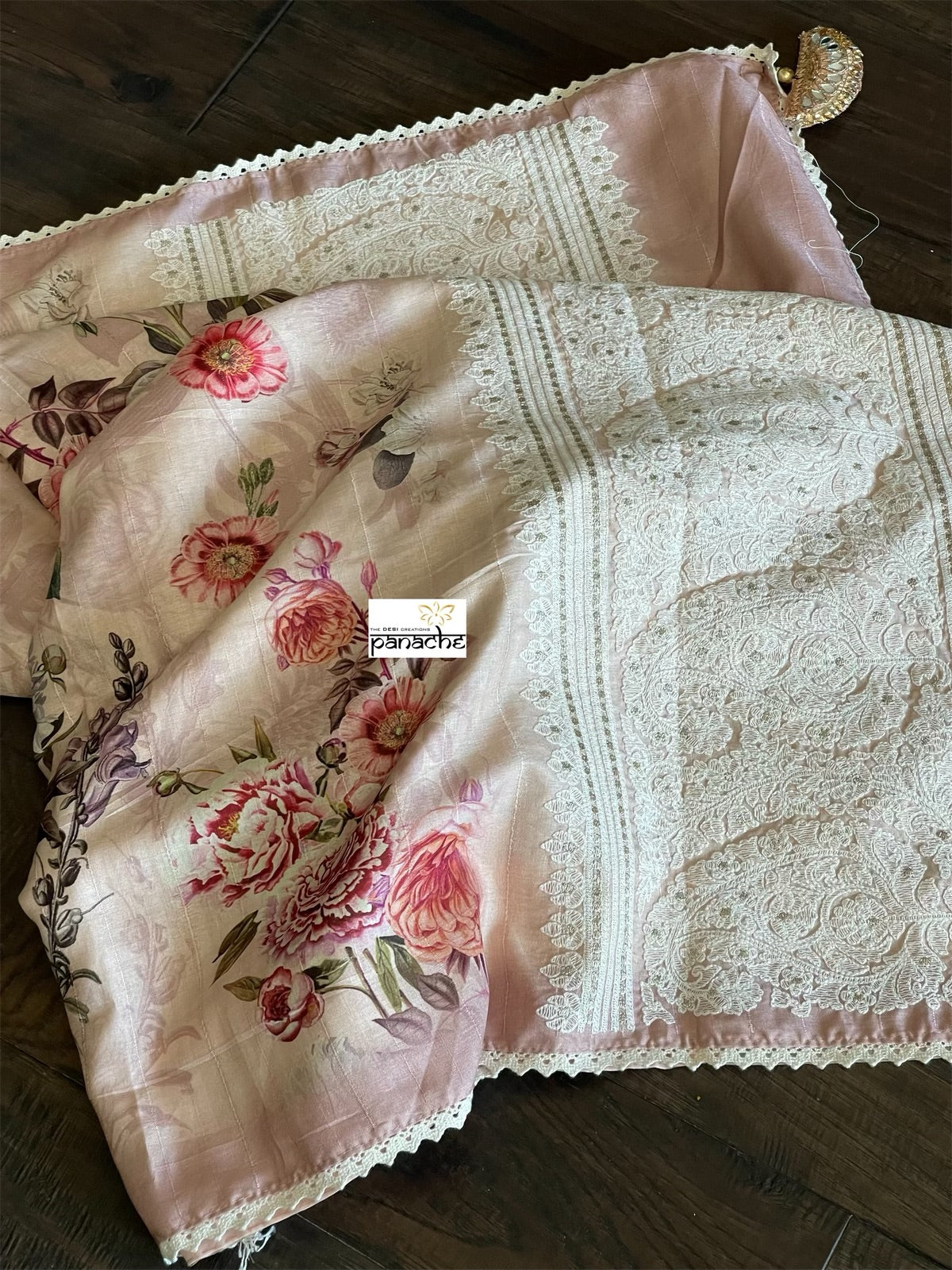 Designer Muga Floral - Blush Pink