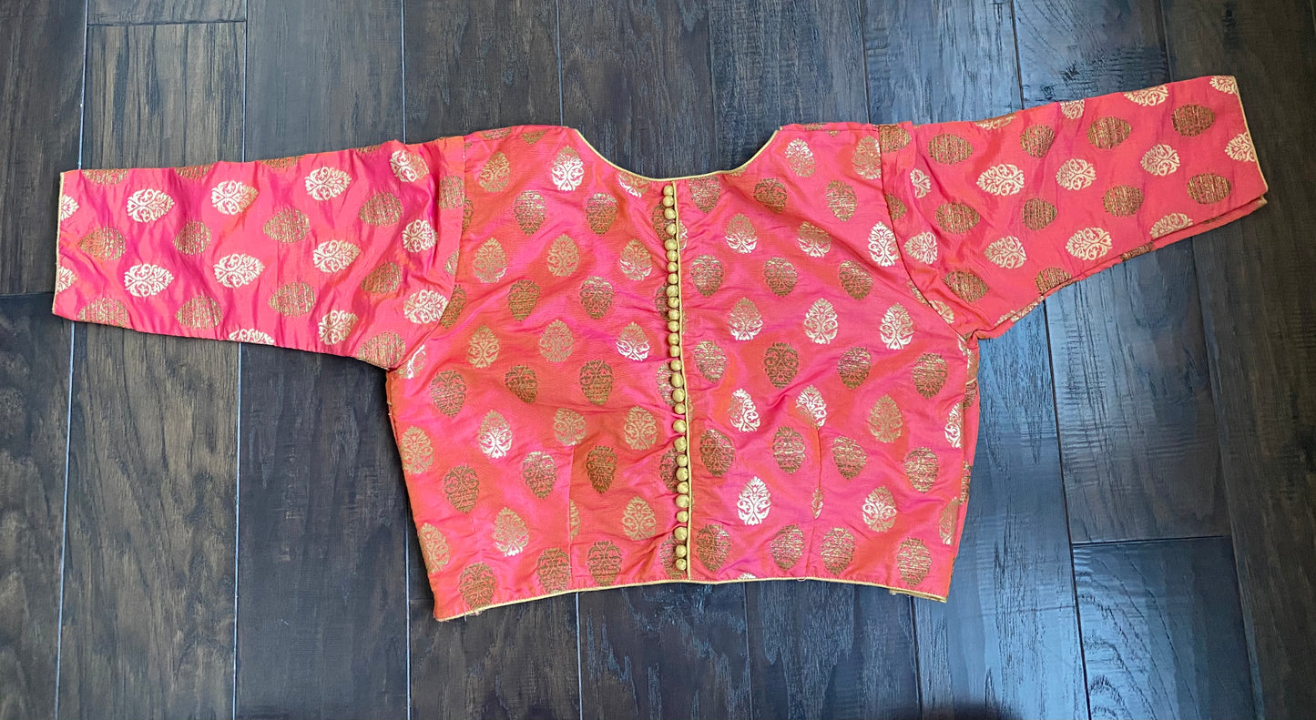 Designer Blouse - Peach Pink Dual Shaded
