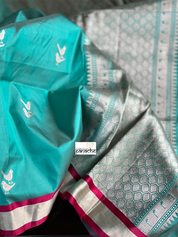 Pure Silk Katan Banarasi- Sea Green Antique Zari
