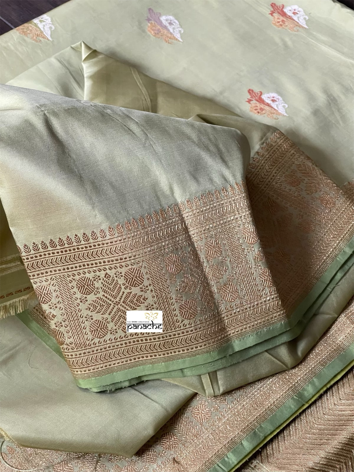 Pure Silk Banarasi - Pista Green Khadhua