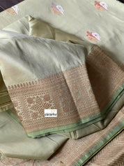 Pure Silk Banarasi - Pista Green Khadhua
