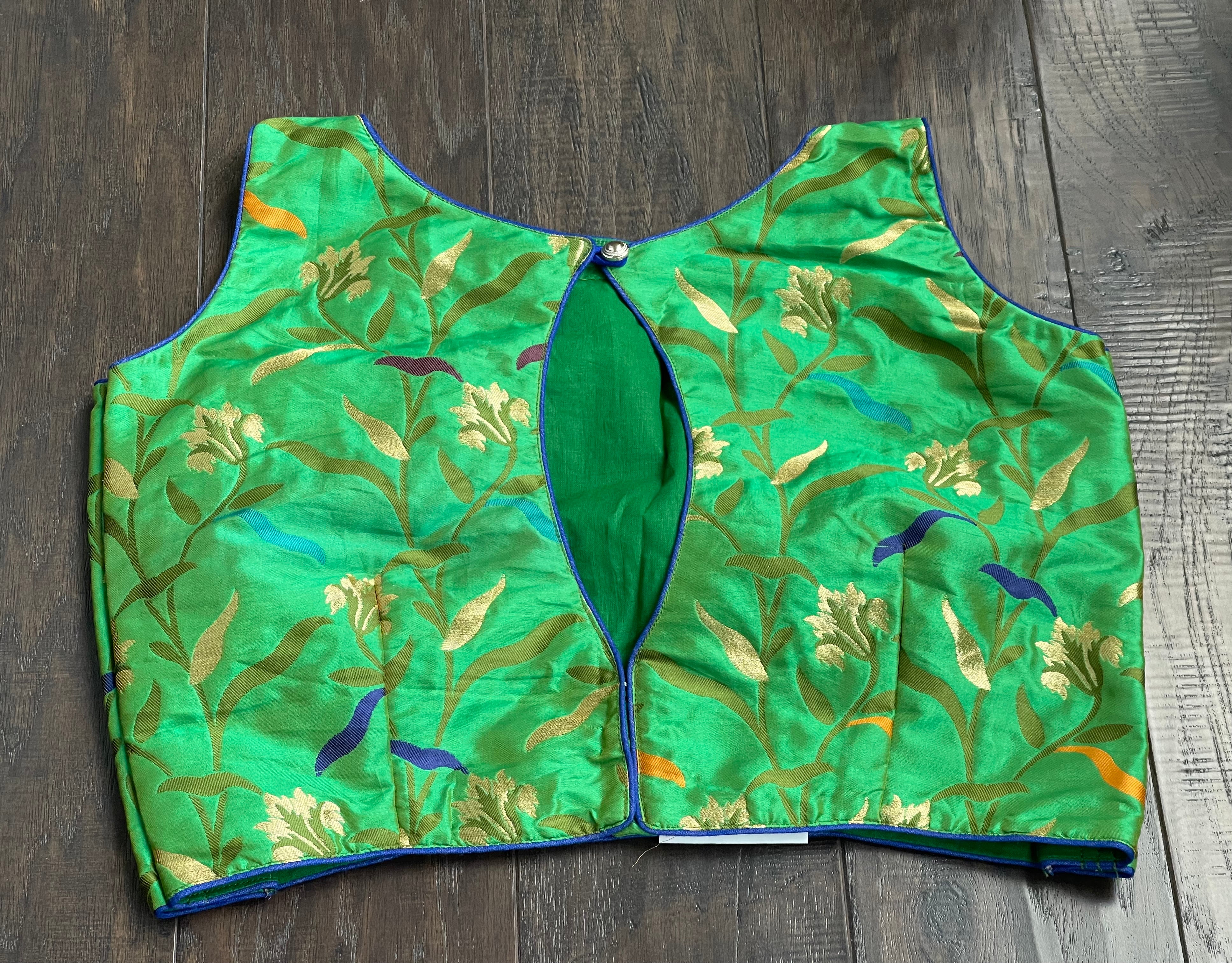 Designer Blouse - Green Blue Meenakari