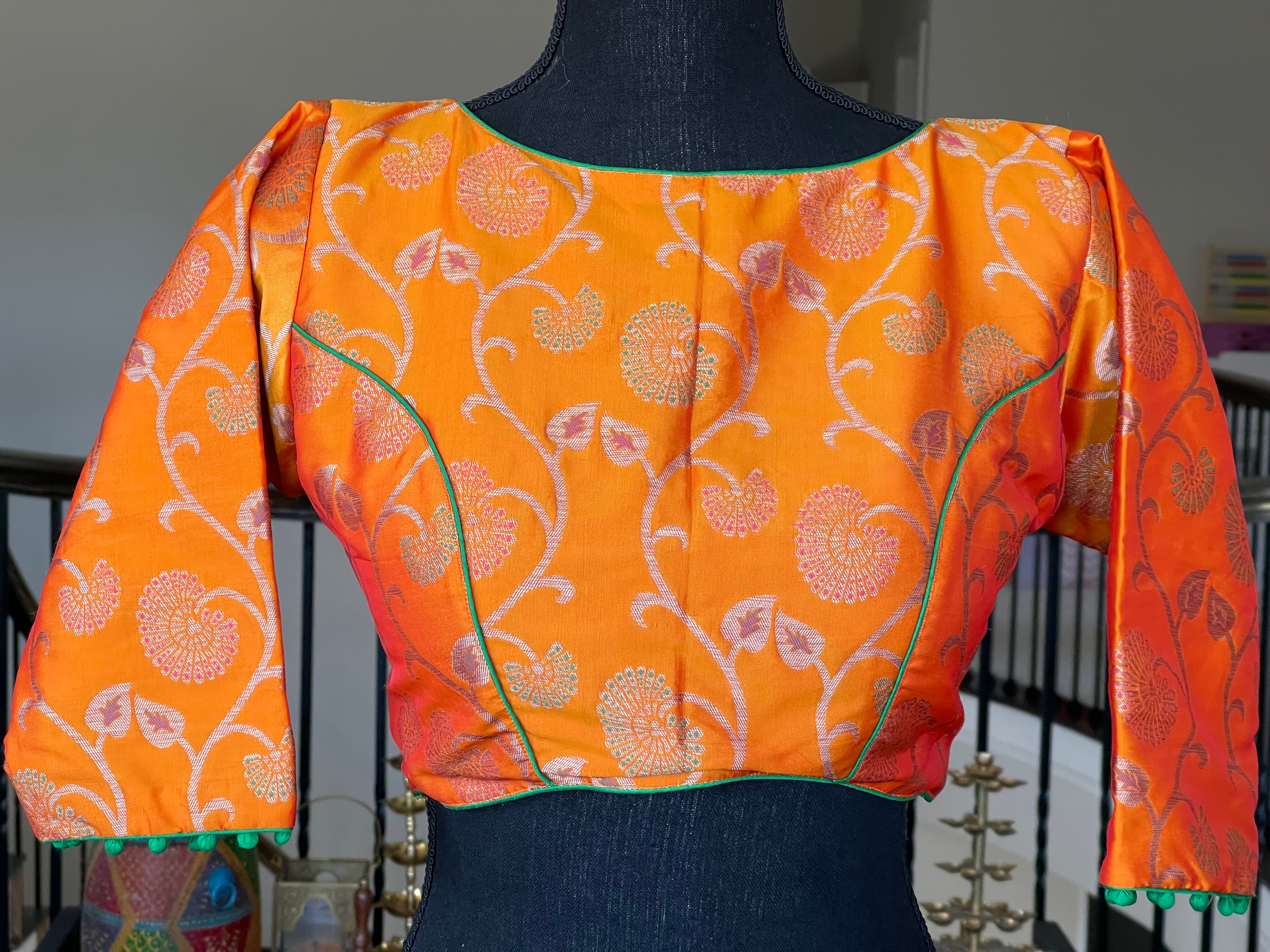 Designer Blouse - Orange Meenakari