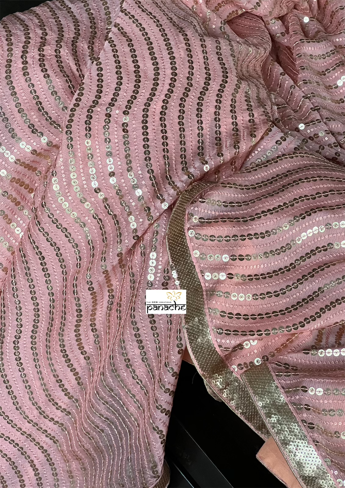 Designer Georgette Saree - Pink Sequin