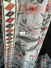 Designer Georgette Saree - Cream Floral Sequin