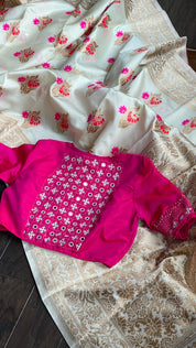 Designer Blouse - Pink Gujarati Stitch