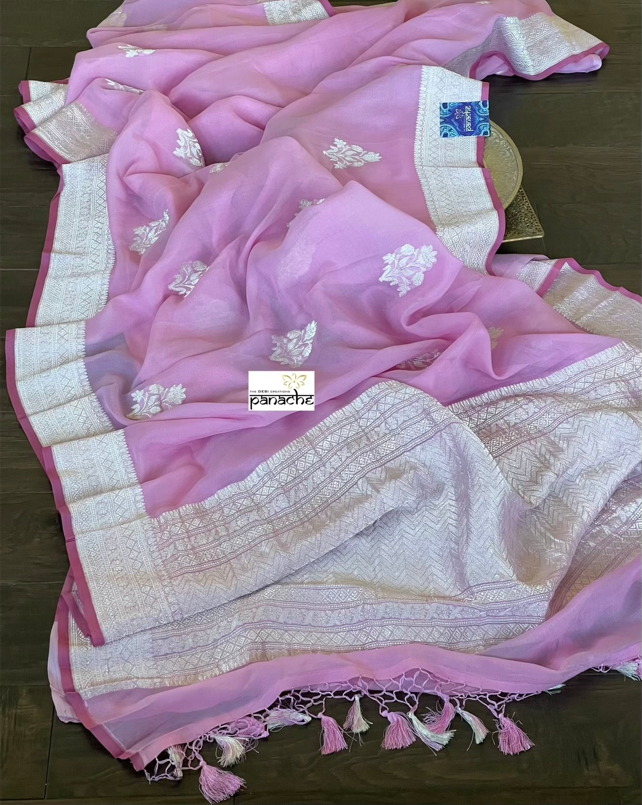 Khaddi Georgette Silk Banarasi - Pink Khadhua Woven