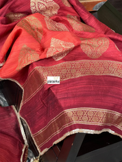 Raw Silk Banarasi - Maroon Rust Shaded
