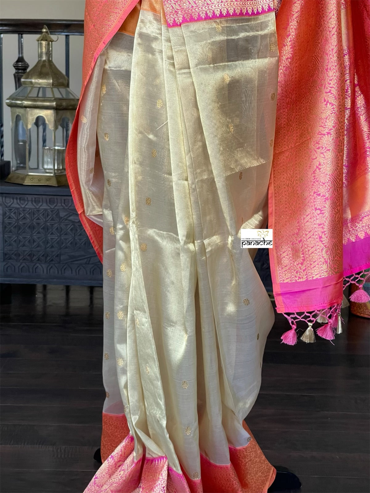 Pure Tissue Katan Silk Banarasi - Golden Beige