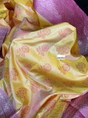 Silk Banarasi - Yellow Pink Resham Woven