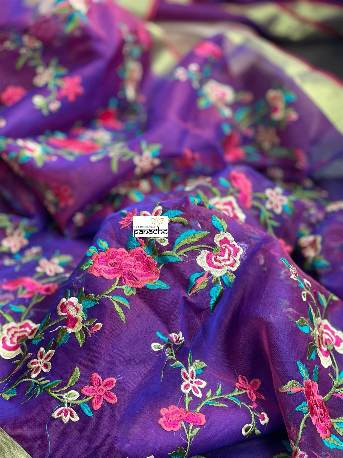Designer Muslin - Purple Embroidered