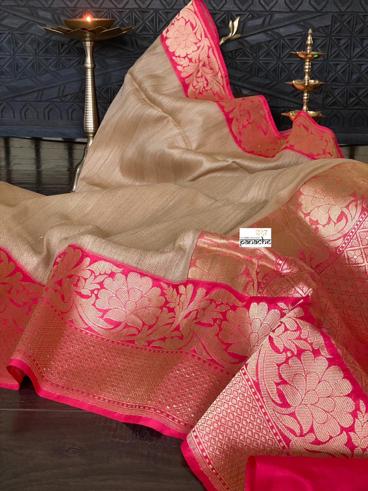 Pure Tassur Silk Banarasi - Tussar color Pink