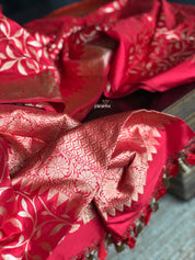 Pure Silk Katan Banarasi - Red Golden Zari