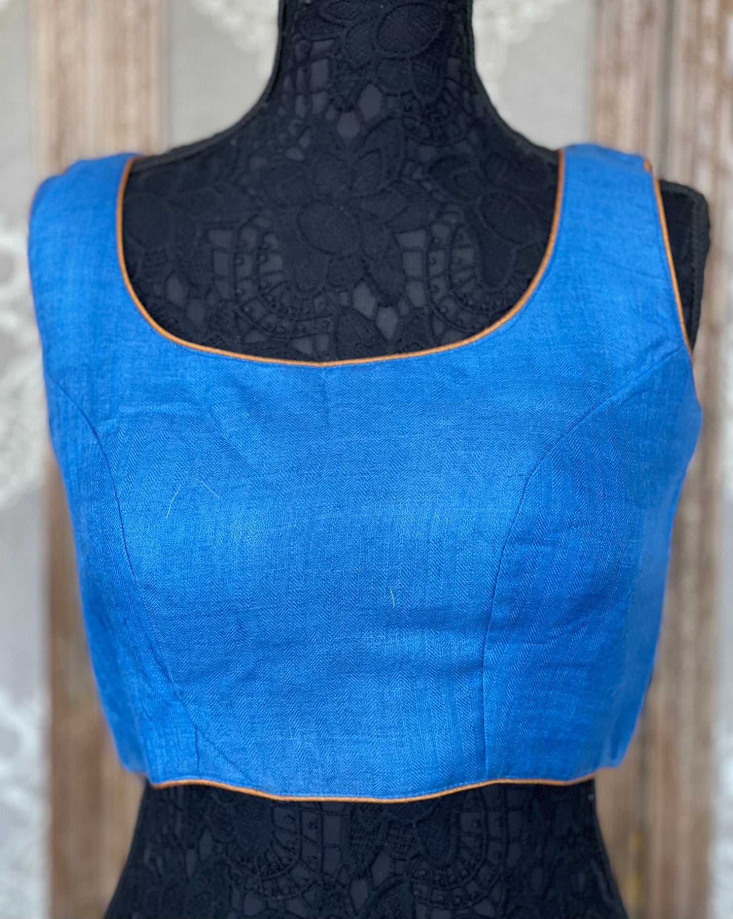 Designer Tussar Silk Blouse - Blue