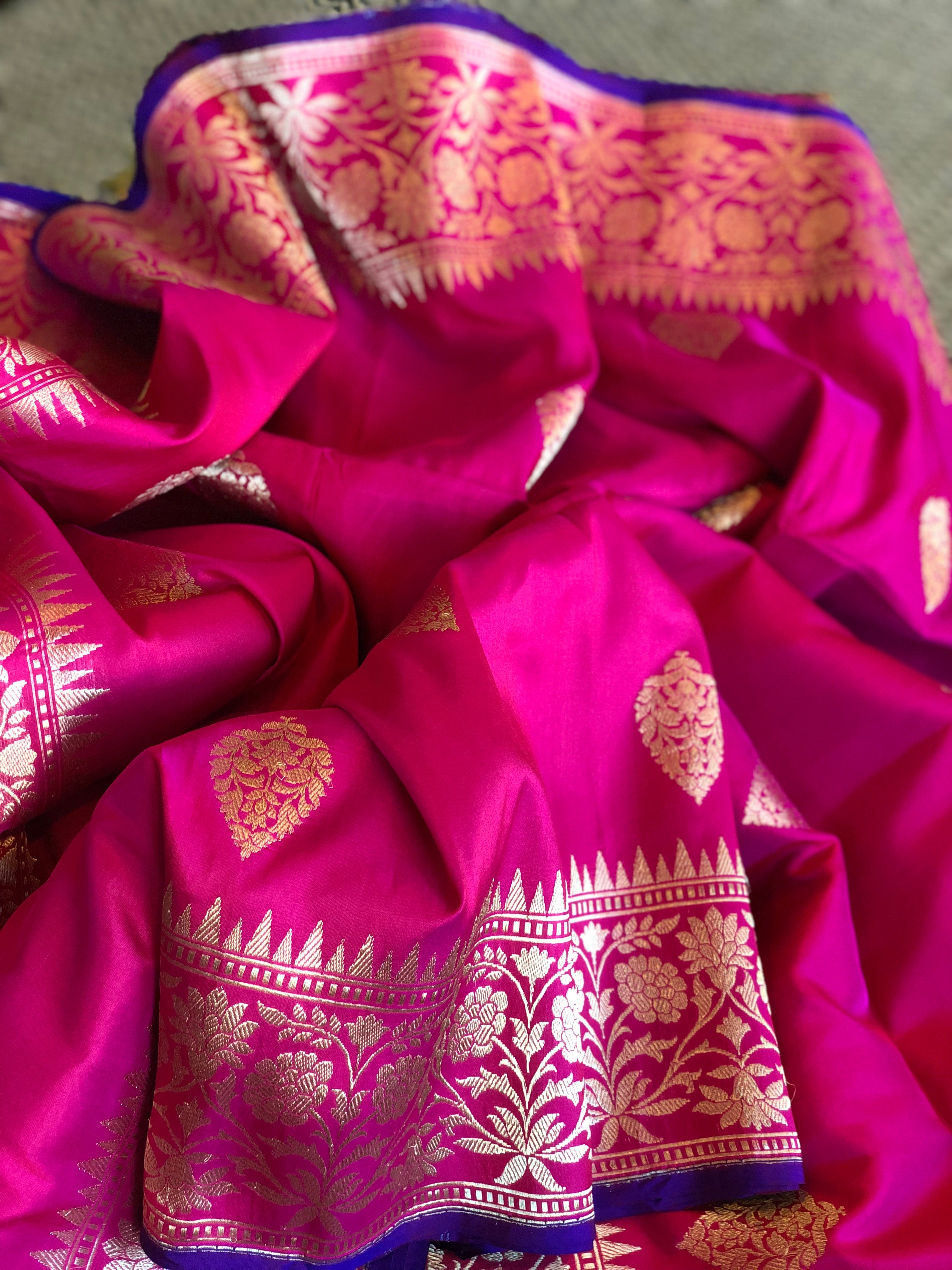 Katan Silk Banarasi - Magenta Purple