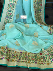Khaddi Georgette Tilfi Banarasi - Mint Green Khadwa Woven