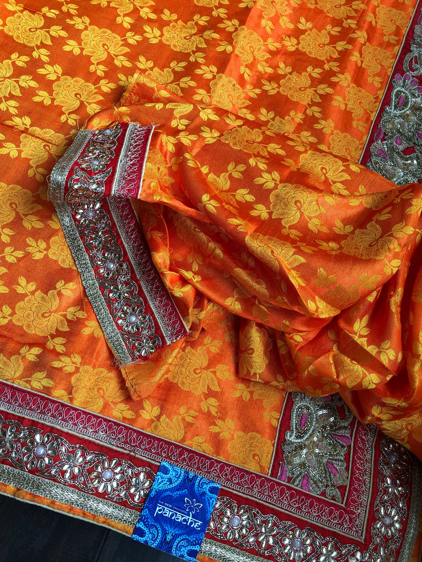 Designer Saree - Soft Silk Benarasi Orange Tanchoi