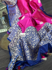 Katan Silk Banarasi - Magenta Pink Blue