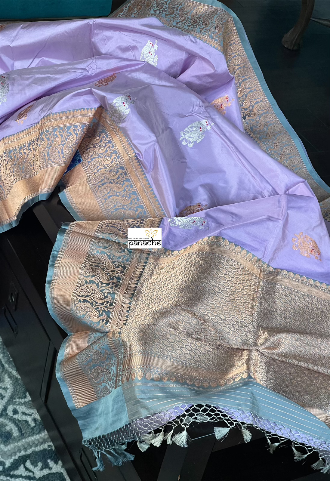 Katan Silk Banarasi - Violet Grey Kadwa