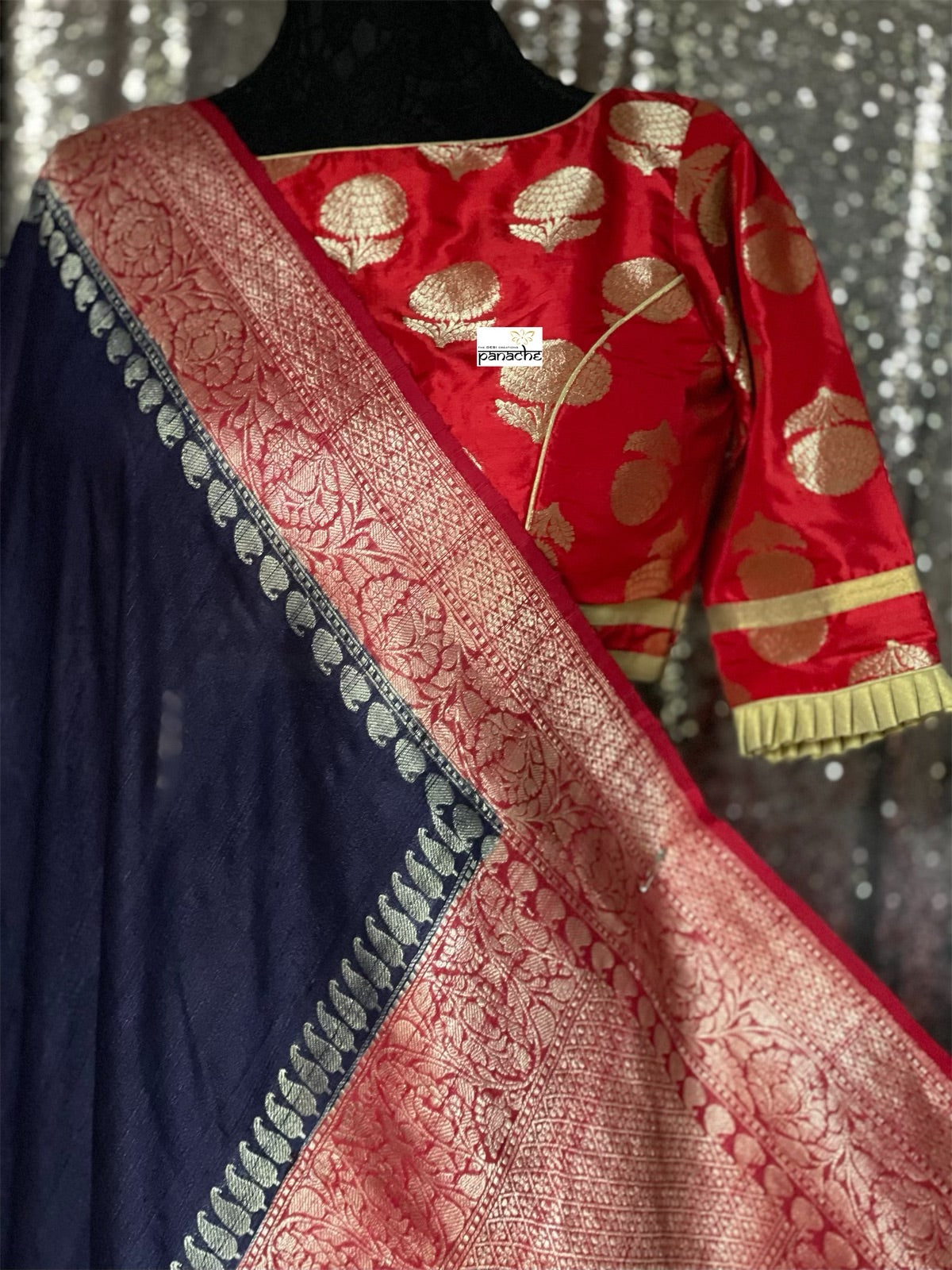 Designer Blouse - Red Golden Zari