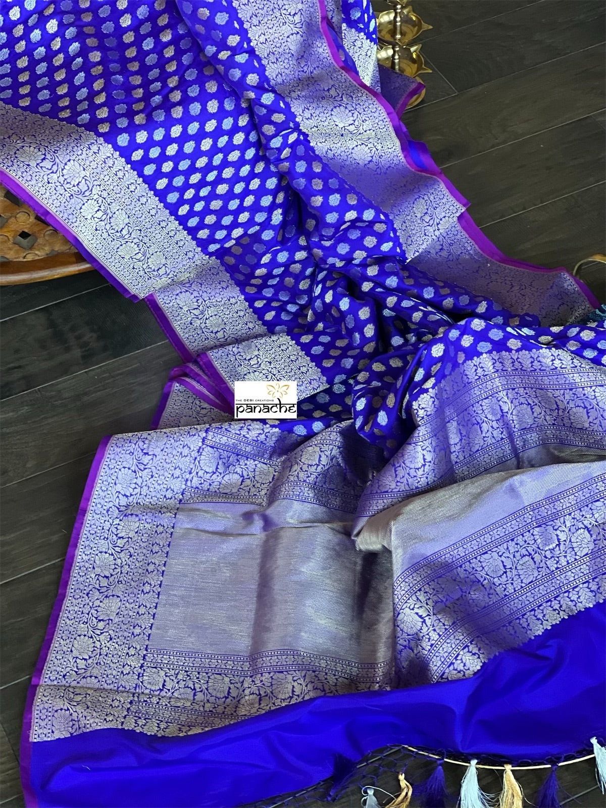 Pure Silk Banarasi - Purplish Blue Dual shaded