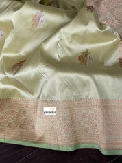Pure Silk Banarasi - Pista Green Khadhua