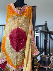 Bandhej Dupatta - Ochre Yellow