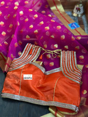 Designer Blouse - Orange Stone Studed