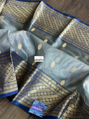 Chanderi Organza Silk - Gray Blue